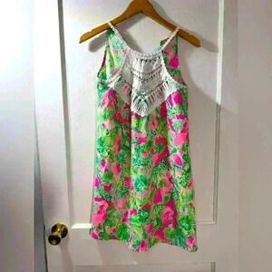 LILLY PULITZER PEARL SOFT SHIFT DRESS RAZ BERRY CATTY SHACK PINK GREEN